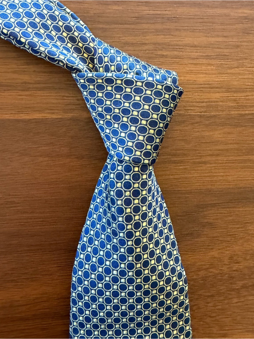Stefano Ricci Blue and Cream Geometric Silk Tie